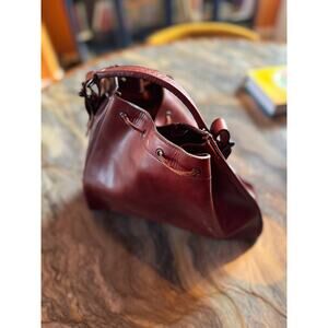 Vintage Oxblood Red Handbag with Tie Closure